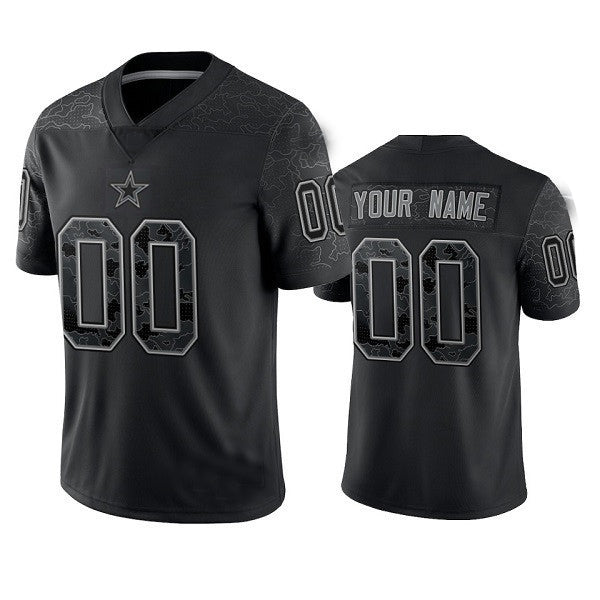 Custom1 Dallas Cowboys Active Player Black Reflective Limited Stitched Football Jerseys football jersey product view 1