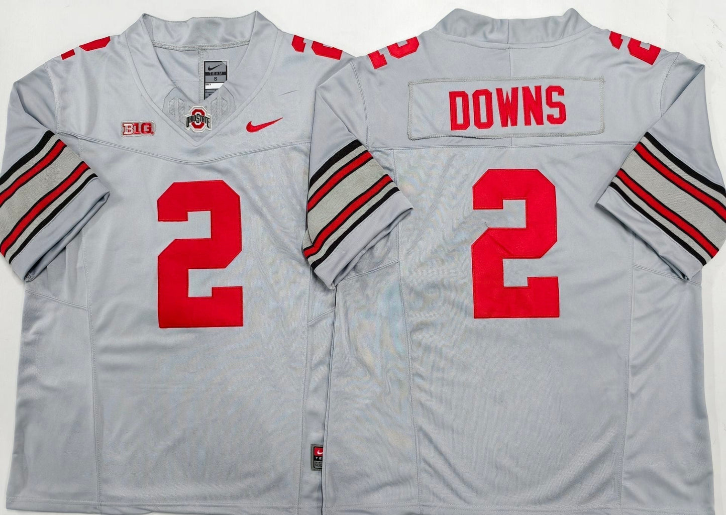 Men's Ohio State Buckeyes Caleb Downs #2 Gray Player Game Jersey sports jersey product view 1