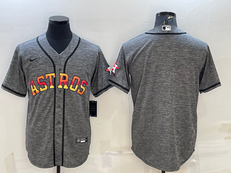 Men's Houston Astros Gray Replica Blank Jersey baseball jersey product view 1