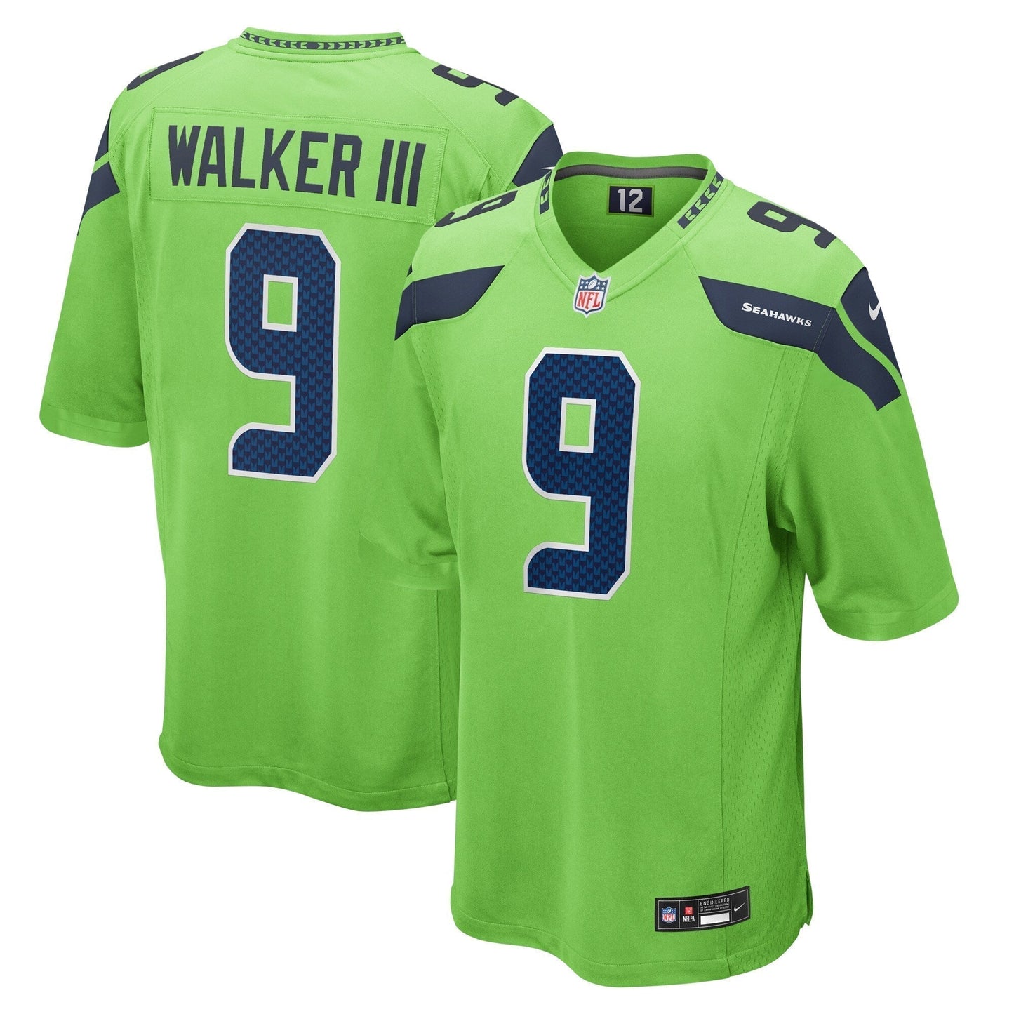 Kenneth Walker III Seattle Seahawks Game Jersey - Neon Green football jersey product view 1