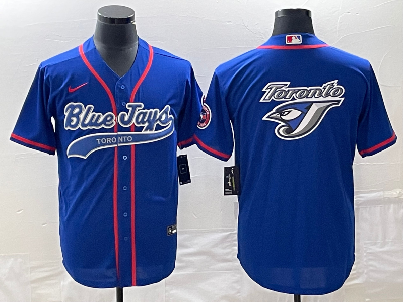 Men's Toronto Blue Jays1 Blue Replica Team Logo Jersey baseball jersey product view 1