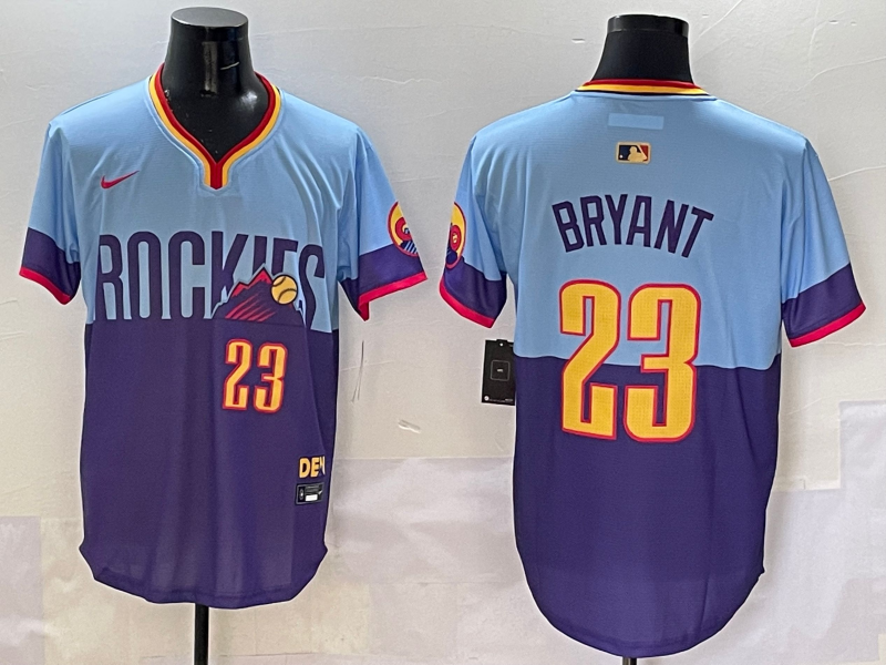 Men's Colorado Rockies Kris Bryant #23 Purple/Light Blue 2025 City Connect Limited Player Jersey1 basketball jersey product view 1