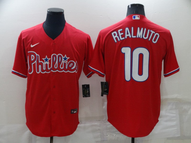 Men's Philadelphia Phillies J.T. Realmuto #10 Red Replica Baseball Jersey baseball jersey product view 1