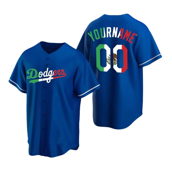 Men's Los Angeles Dodgers1 Blue Replica Custom Jersey baseball jersey product view 1