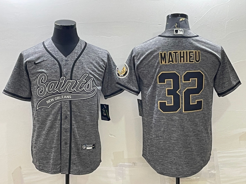 Men's New Orleans Saints Tyrann Mathieu Gray Game Jersey Joint Edition football jersey product view 1