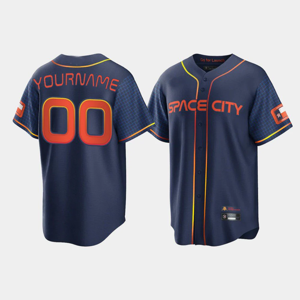 Men's Houston Astros Navy 2022 City Connect Replica Custom Jersey1 baseball jersey product view 1