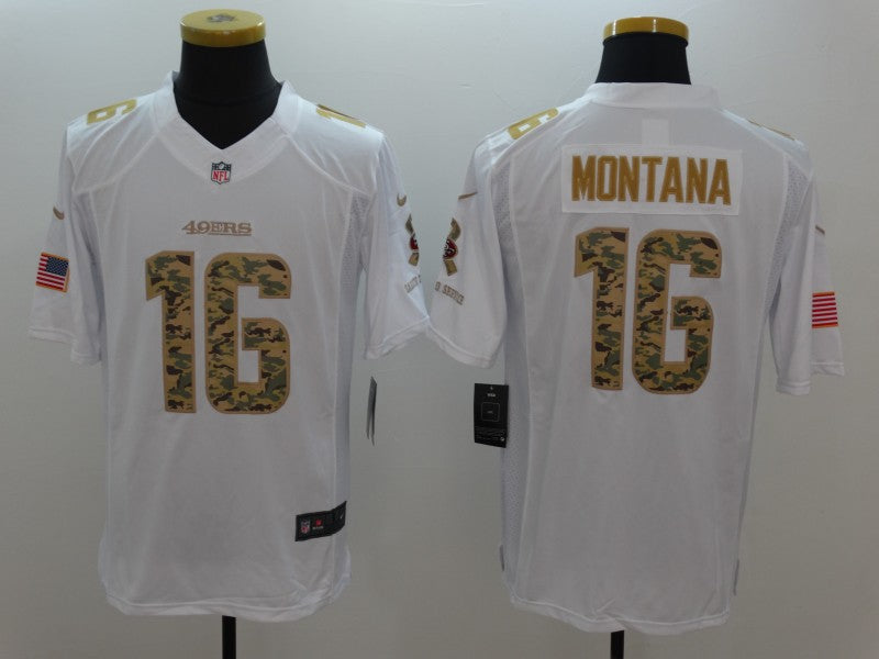 Men's San Francisco 49ers Joe Montana #16 White Player Game Jersey1 football jersey product view 1