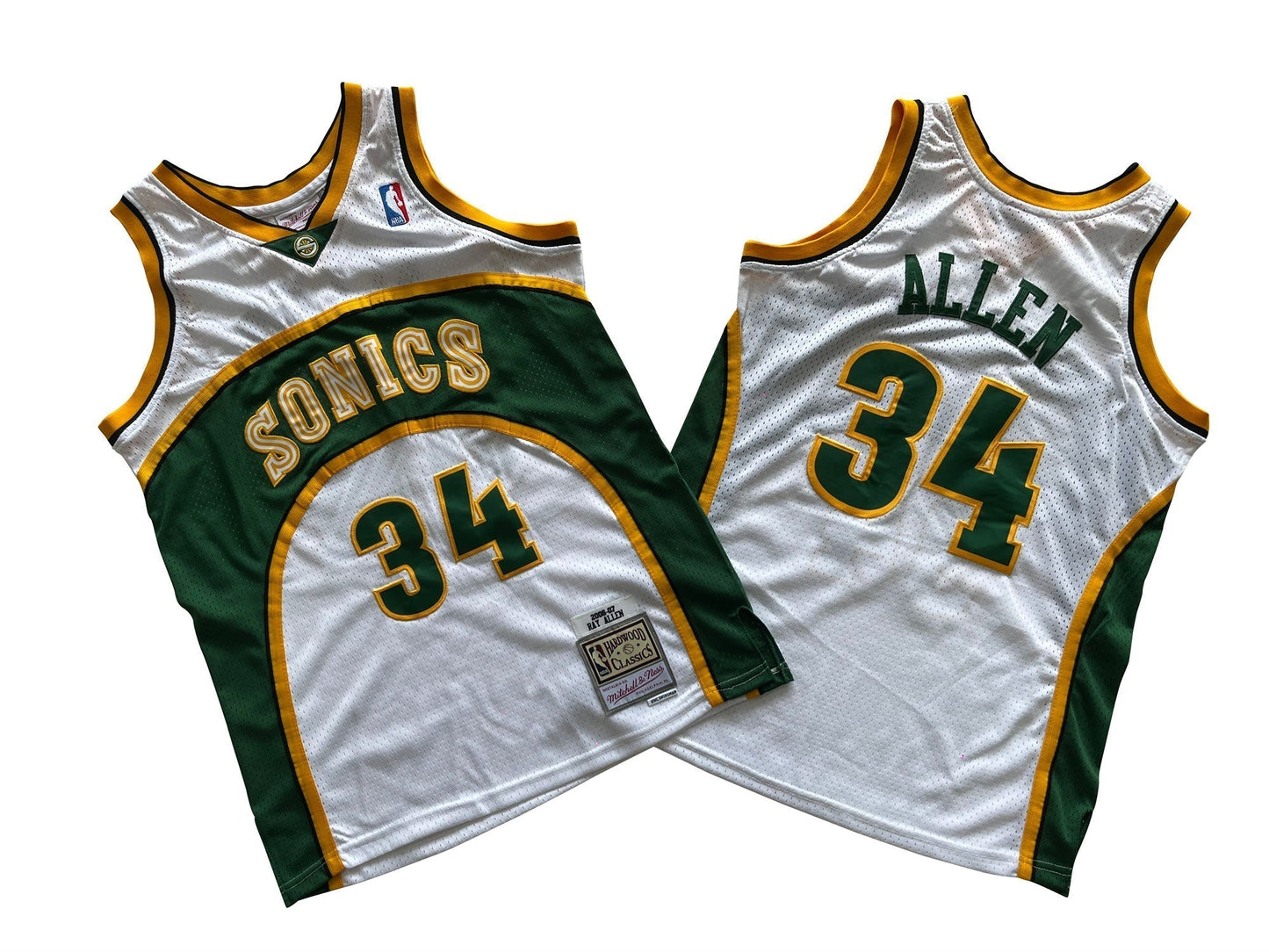 SuperSonics No. 34 white 06-07 Mitchell retro jersey - Ray Allen basketball jersey product view 3