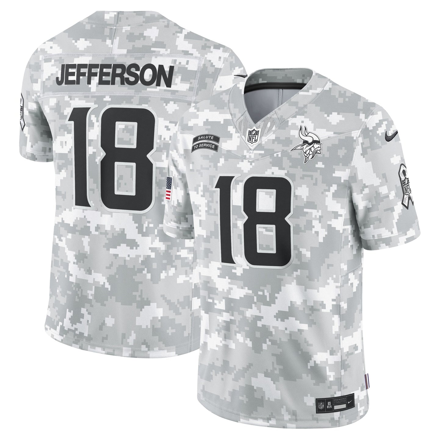 Justin Jefferson Minnesota Vikings 2024 Salute to Service Limited Jersey - Arctic Camo football jersey product view 1