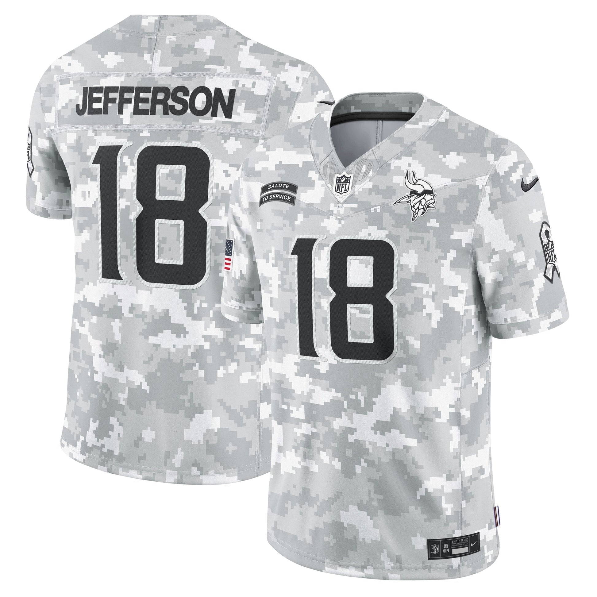 Justin Jefferson Minnesota Vikings 2024 Salute to Service Limited Jersey - Arctic Camo football jersey product view 1