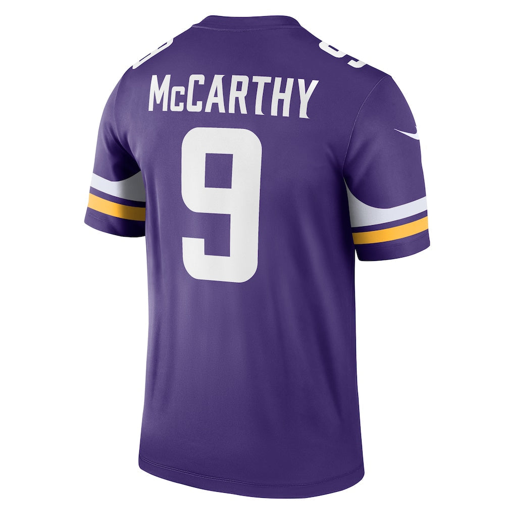 M.Vikings #9 J.J. McCarthy Purple Legend Player Performance Top Jersey football jersey product view 1