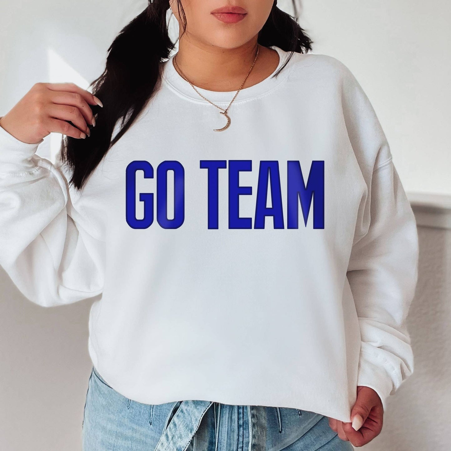 Go Team Crewneck Sweatshirt | Sports | Blue, Red & Green Unisex T-shirt, Sweatshirt, Hoodie, Long Sleeve Tee - T-Shirt, Sweatshirt, Hoodie