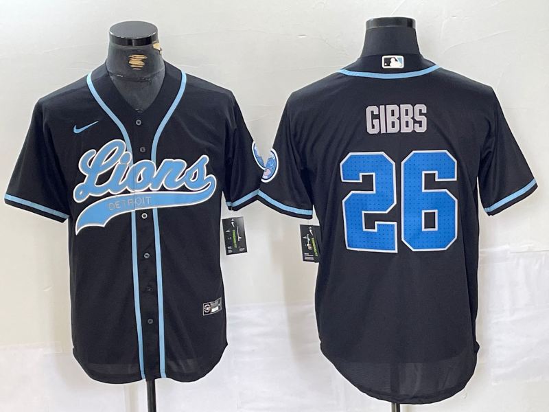 Men's Detroit Lions Jahmyr Gibbs #26 Black Game Jersey1 football jersey product view 1