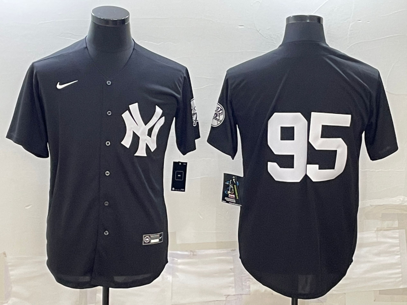 Men's New York Yankees Oswaldo Cabrera #95 Black Replica Player Name Jersey baseball jersey product view 1