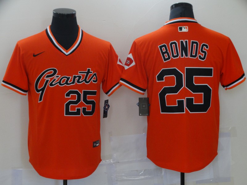 Men's San Francisco Giants Barry Bonds Orange Replica Player Jersey baseball jersey product view 1