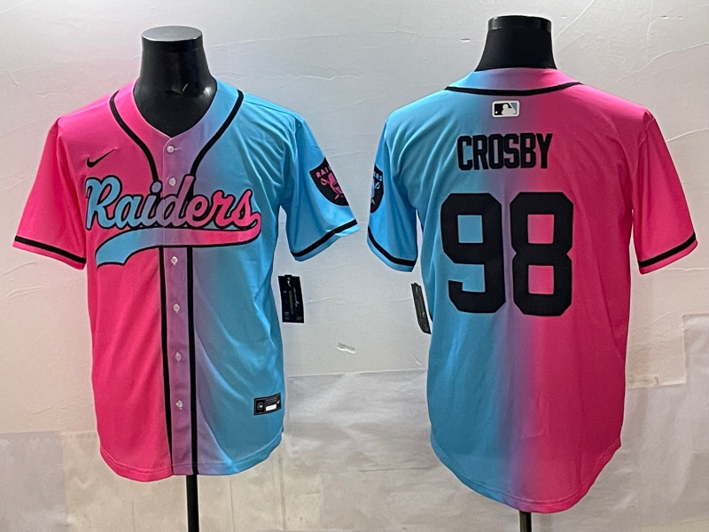 Men's Las Vegas Raiders Maxx Crosby Pink/Blue Game Jersey football jersey product view 1
