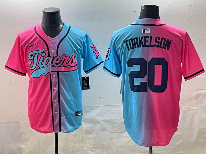 Men's Detroit Tigers Spencer Torkelson #20 Pink/Blue Player Jersey baseball jersey product view 1