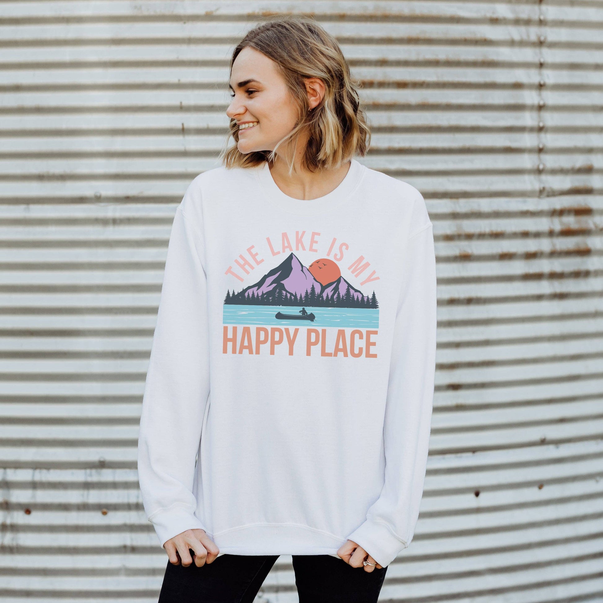 Lake Is My Happy Place Crewneck Sweatshirt | Sizes S-2XL Unisex T-shirt, Sweatshirt, Hoodie, Long Sleeve Tee - T-Shirt, Sweatshirt, Hoodie