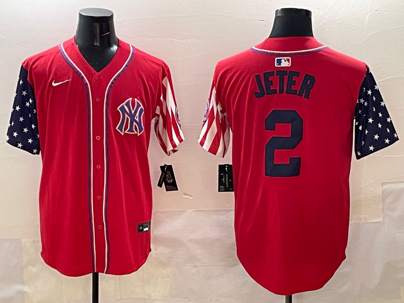 Men's New York Yankees Derek Jeter #2 Red Limited Player Jersey baseball jersey product view 1