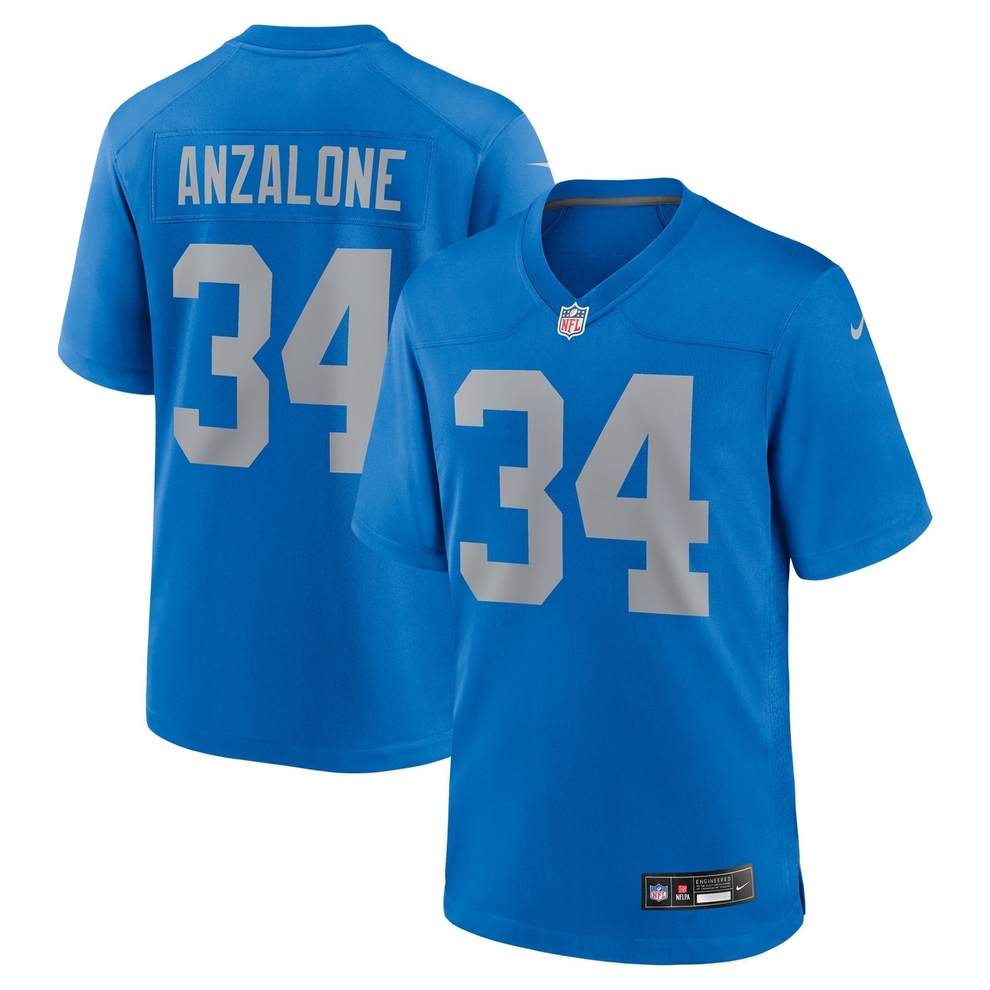 Alex Anzalone Detroit Lions Alternate Game Jersey - Blue football jersey product view 1
