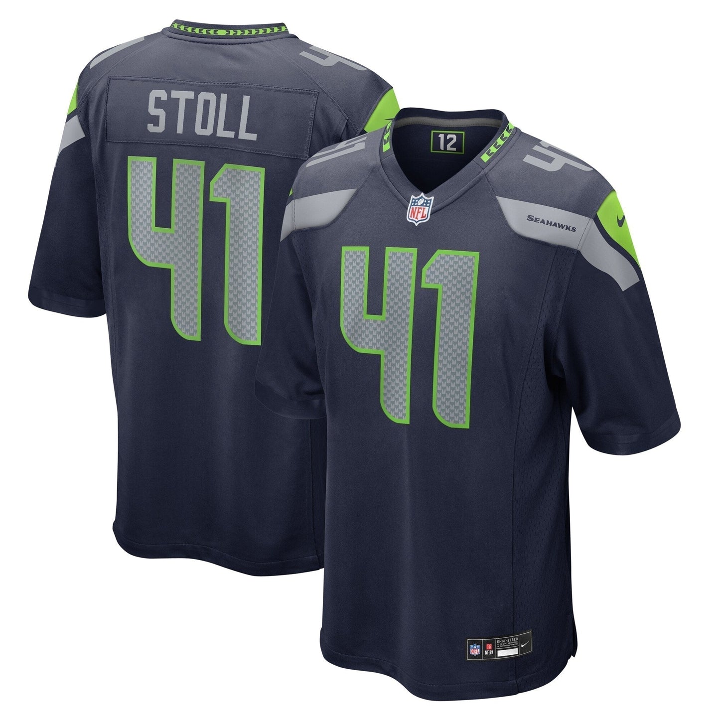 Chris Stoll Seattle Seahawks Game Jersey - College Navy football jersey product view 1