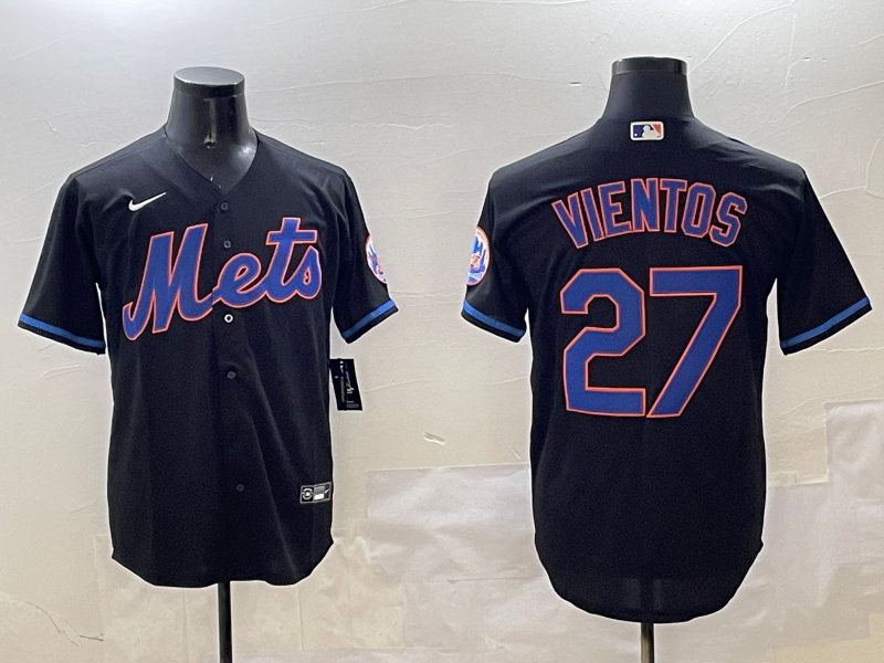 Men's New York Mets Mark Vientos #27 Black Replica Player Jersey baseball jersey product view 1