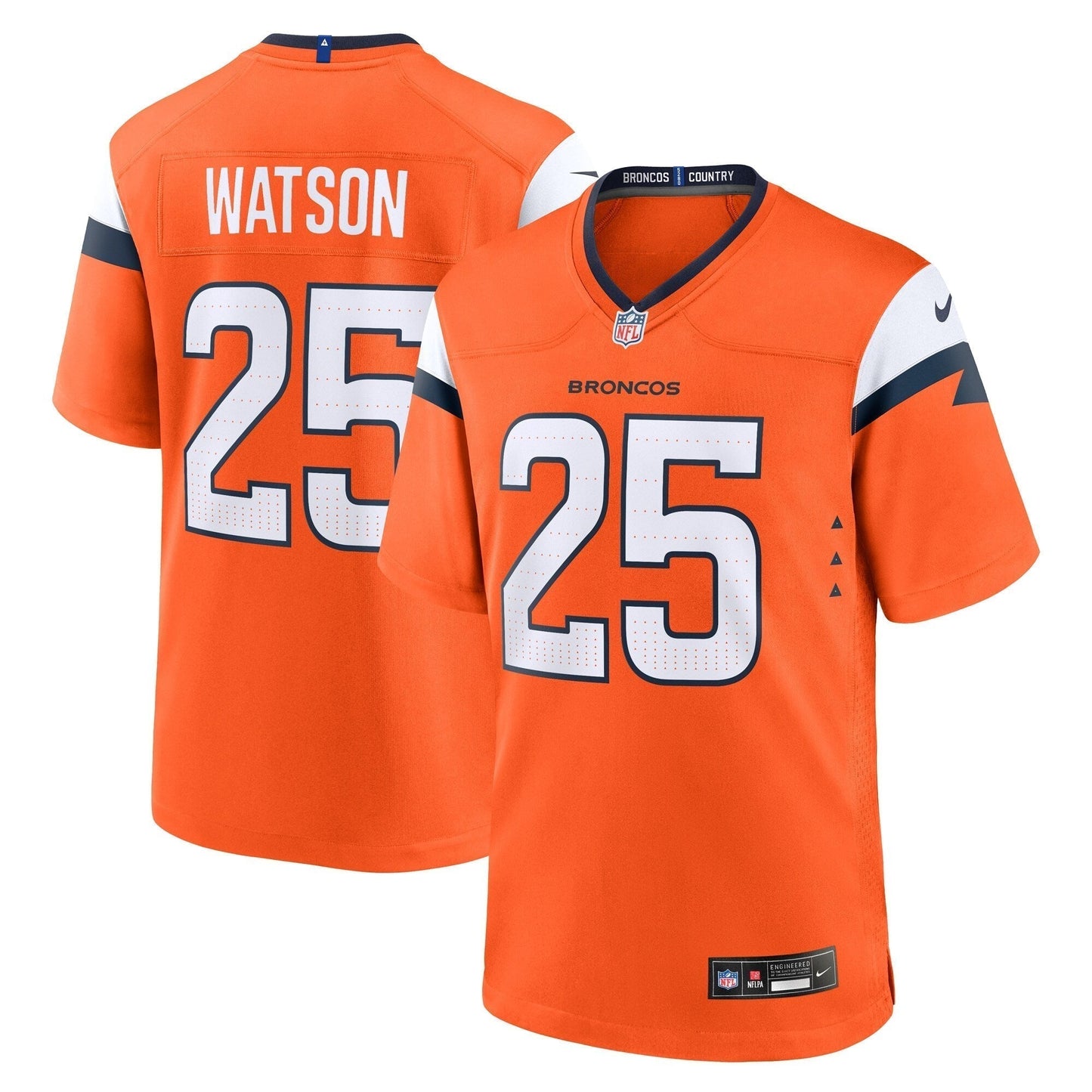 Blake Watson Denver Broncos Team Game Jersey - Orange football jersey product view 1