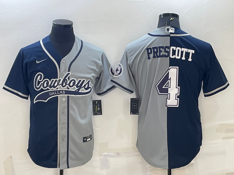 Men's Dallas Cowboys Dak Prescott Navy/Gray Game Jersey Joint Edition football jersey product view 1
