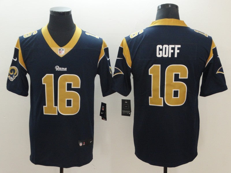 Men's Los Angeles Rams Jared Goff Navy Game Jersey football jersey product view 1