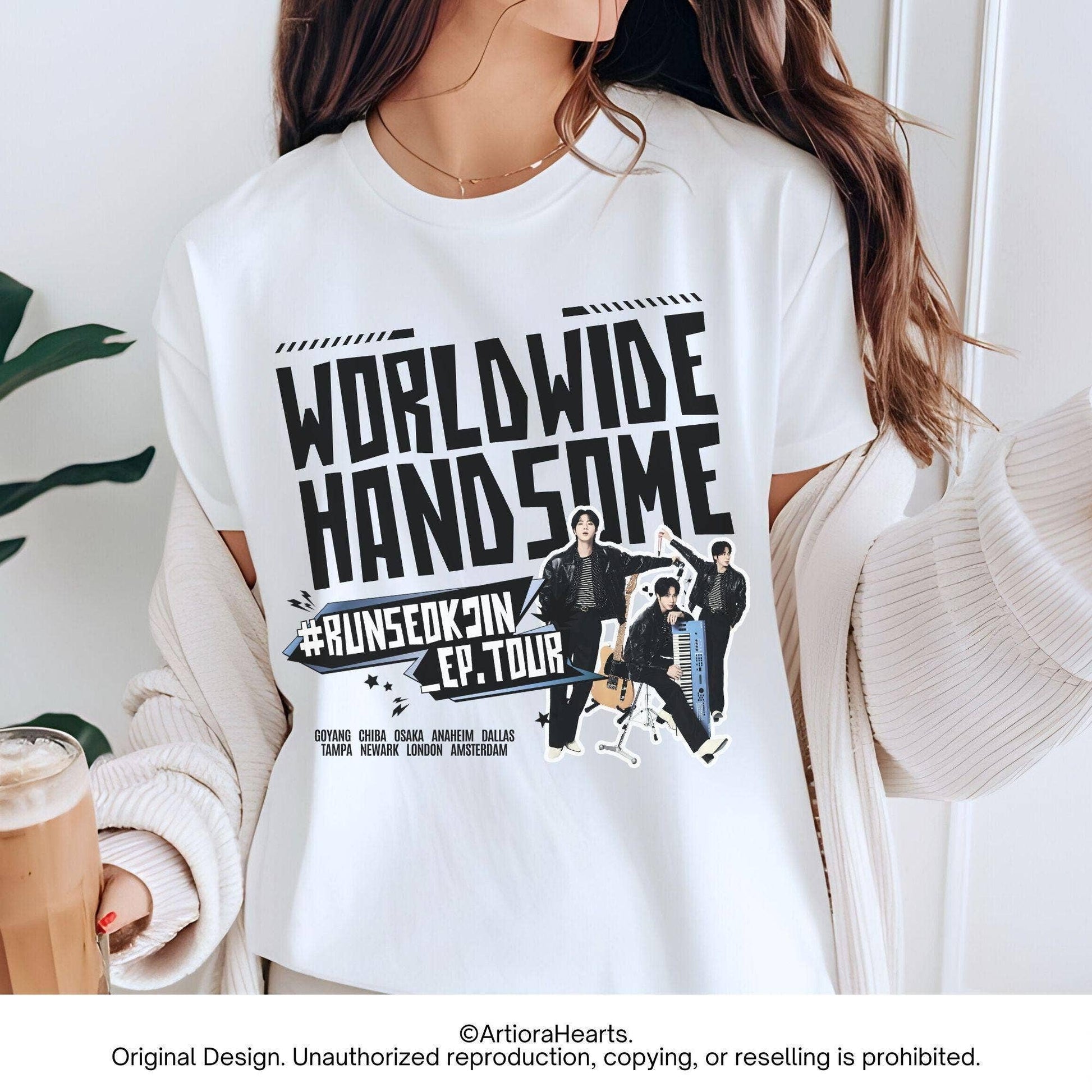 Worldwide Handsome Tour 2025 Bts Jin Concert Tee Unisex T-shirt, Sweatshirt, Hoodie, Long Sleeve Tee - T-Shirt, Sweatshirt, Hoodie