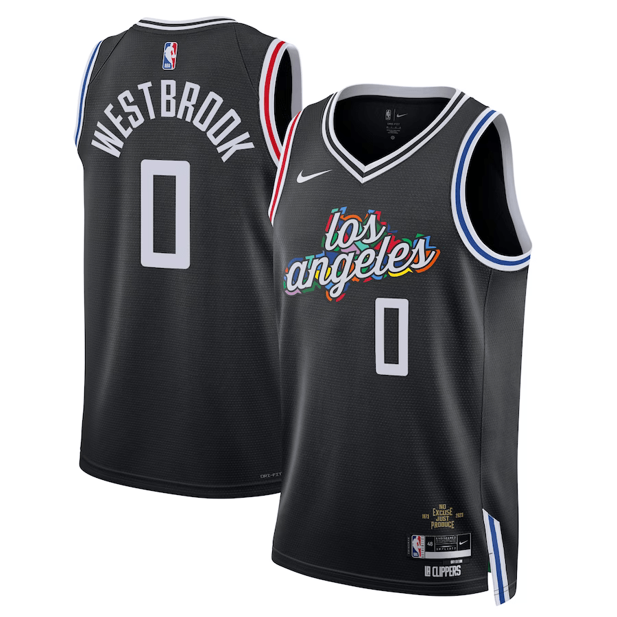 RUSSELL WESTBROOK LOS ANGELES CLIPPERS CITY EDITION 2023-2024 seasonJERSEY basketball jersey product view 1
