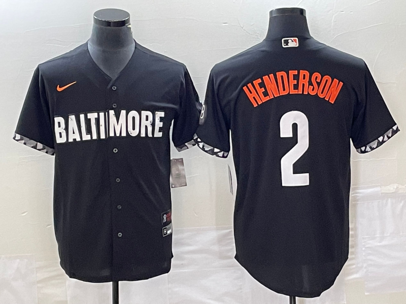 Men's Baltimore Orioles Gunnar Henderson #2 Black 2023 City Connect Replica Player Jersey baseball jersey product view 1