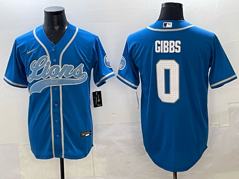 Men's Detroit Lions Jahmyr Gibbs Blue Game Jersey football jersey product view 1