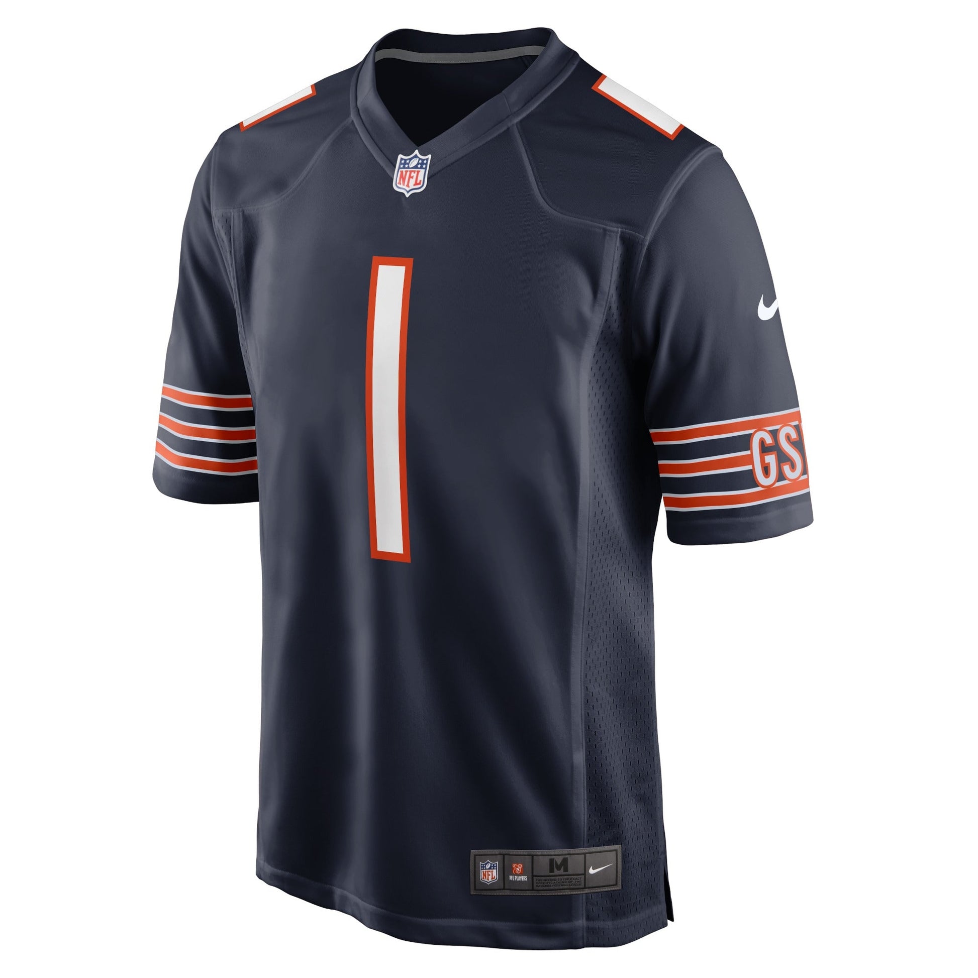 Justin Fields Chicago Bears Game Jersey - Navy football jersey product view 2
