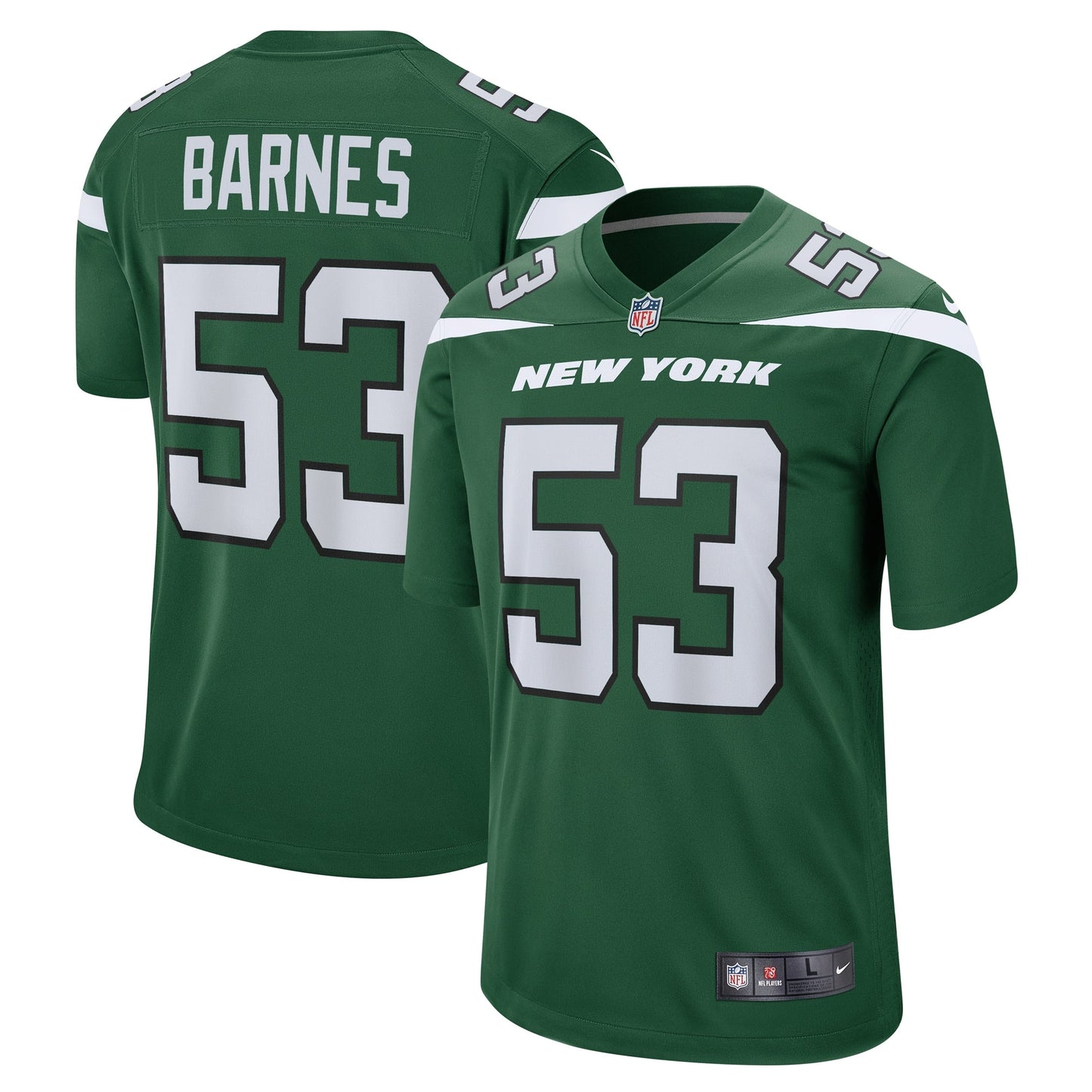 Zaire Barnes New York Jets Game Jersey - Gotham Green football jersey product view 1