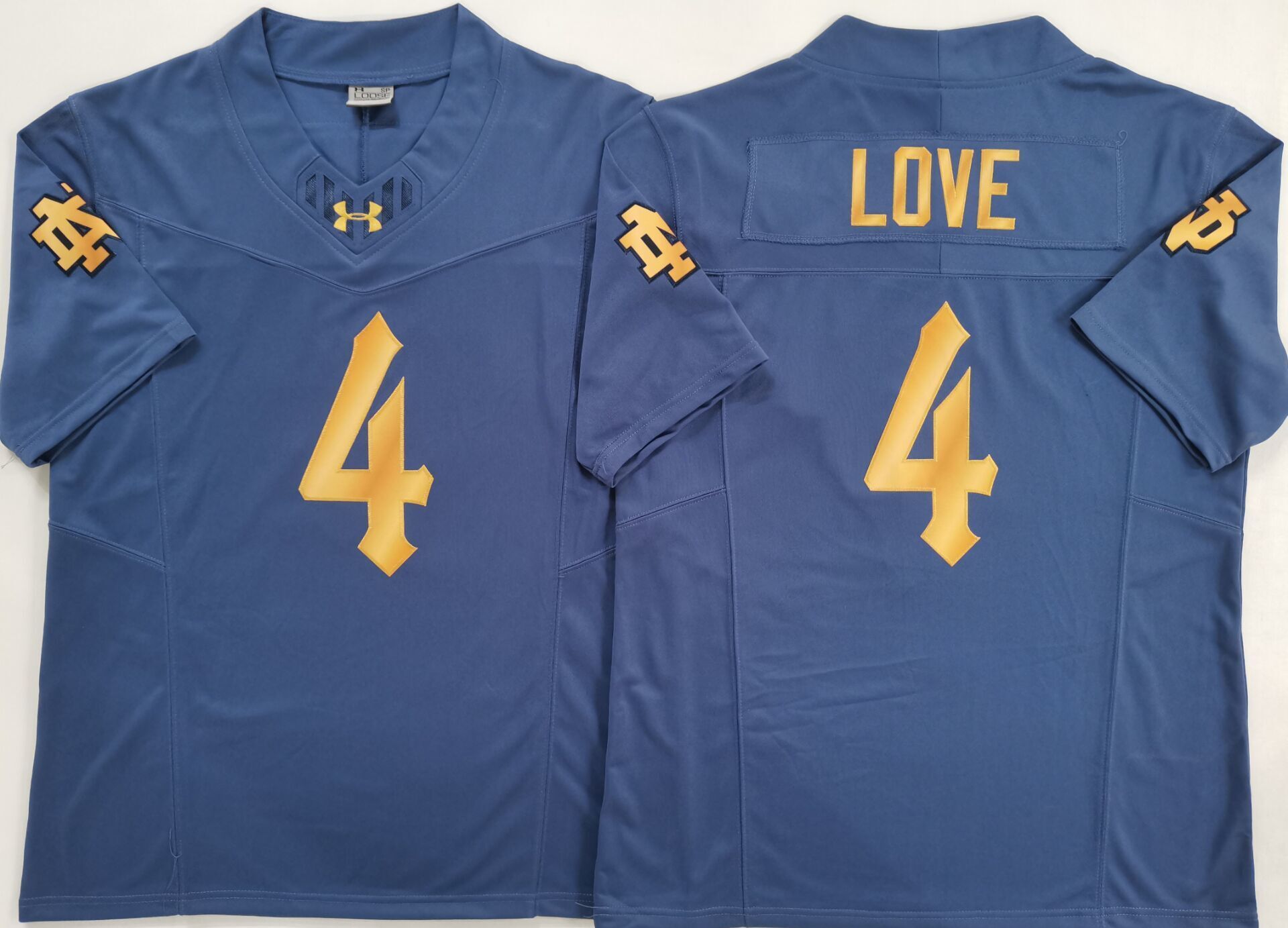 Men's Norte Dame Fighting Irish Jeremiyah Love #4 Navy Player Game Jersey sports jersey product view 1
