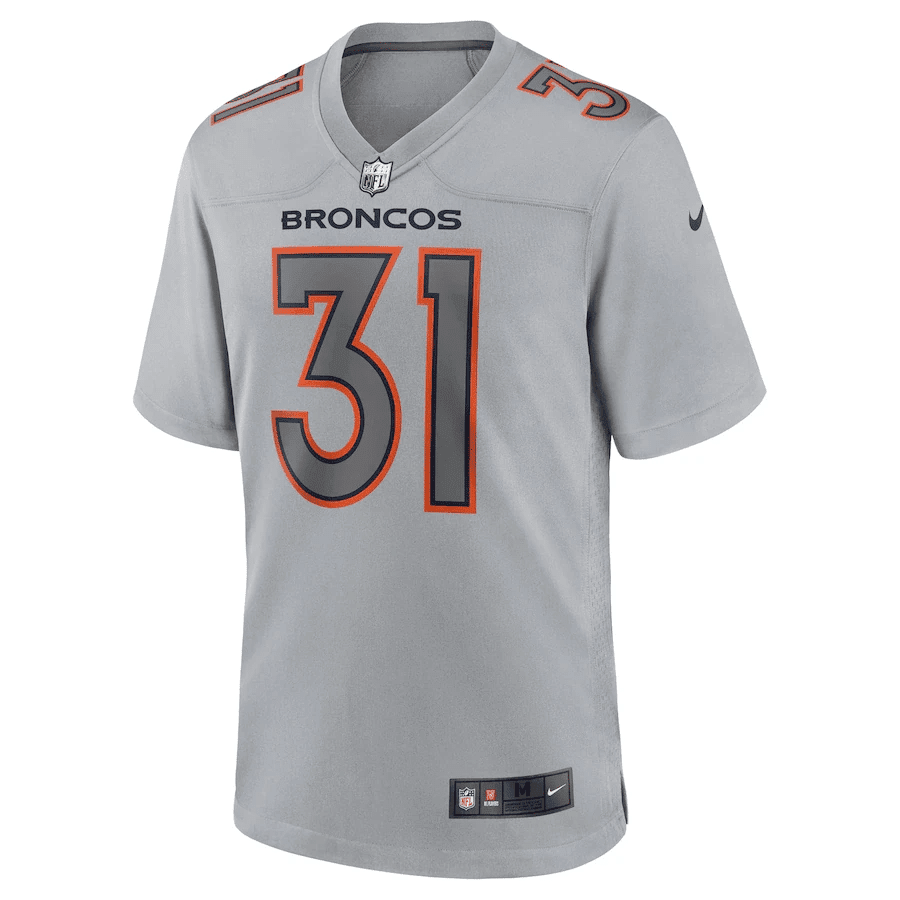 Justin Simmons 31 Denver Broncos Men Atmosphere Fashion Game Jersey - Gray football jersey product view 2