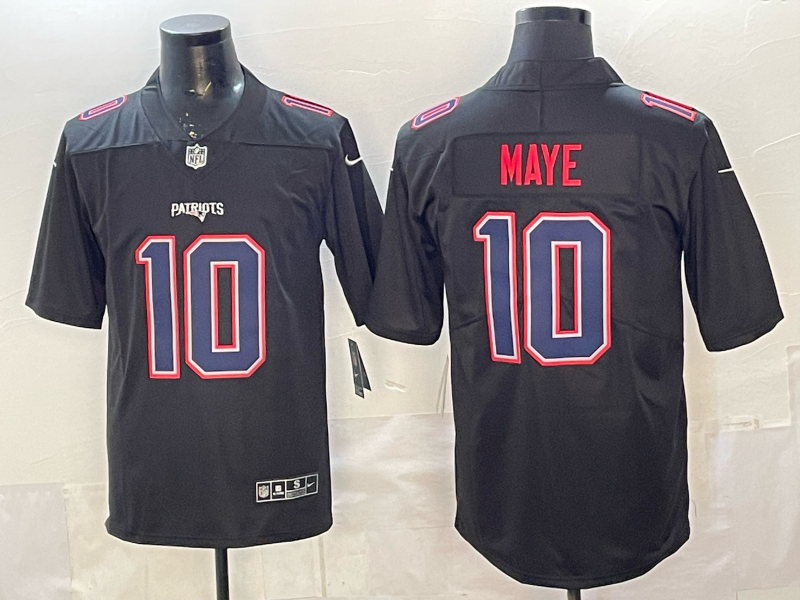 Men's New England Patriots Drake Maye #10 Carbon Black Fashion Game Jersey football jersey product view 1