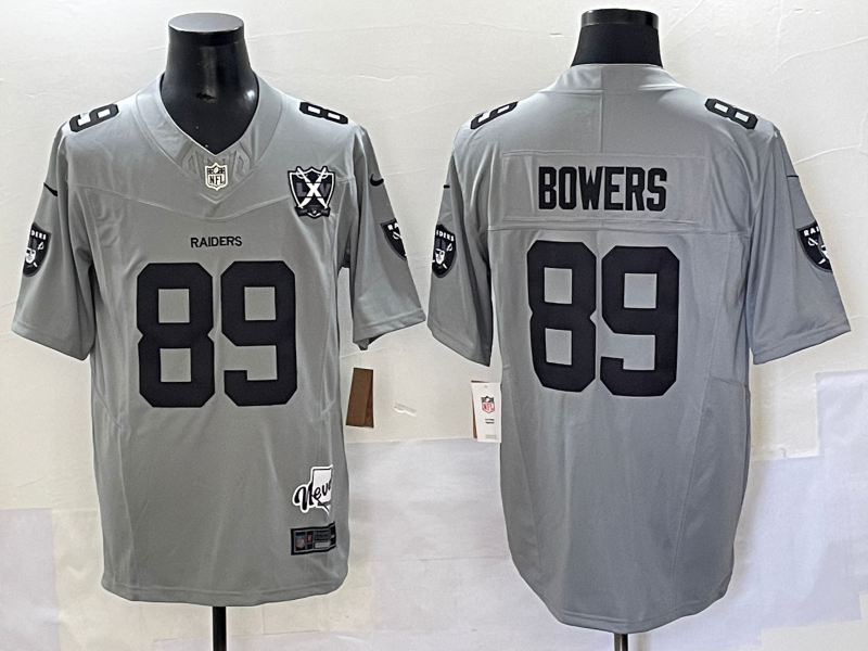 Men's Las Vegas Raiders Brock Bowers Gray Game Player Jersey football jersey product view 1