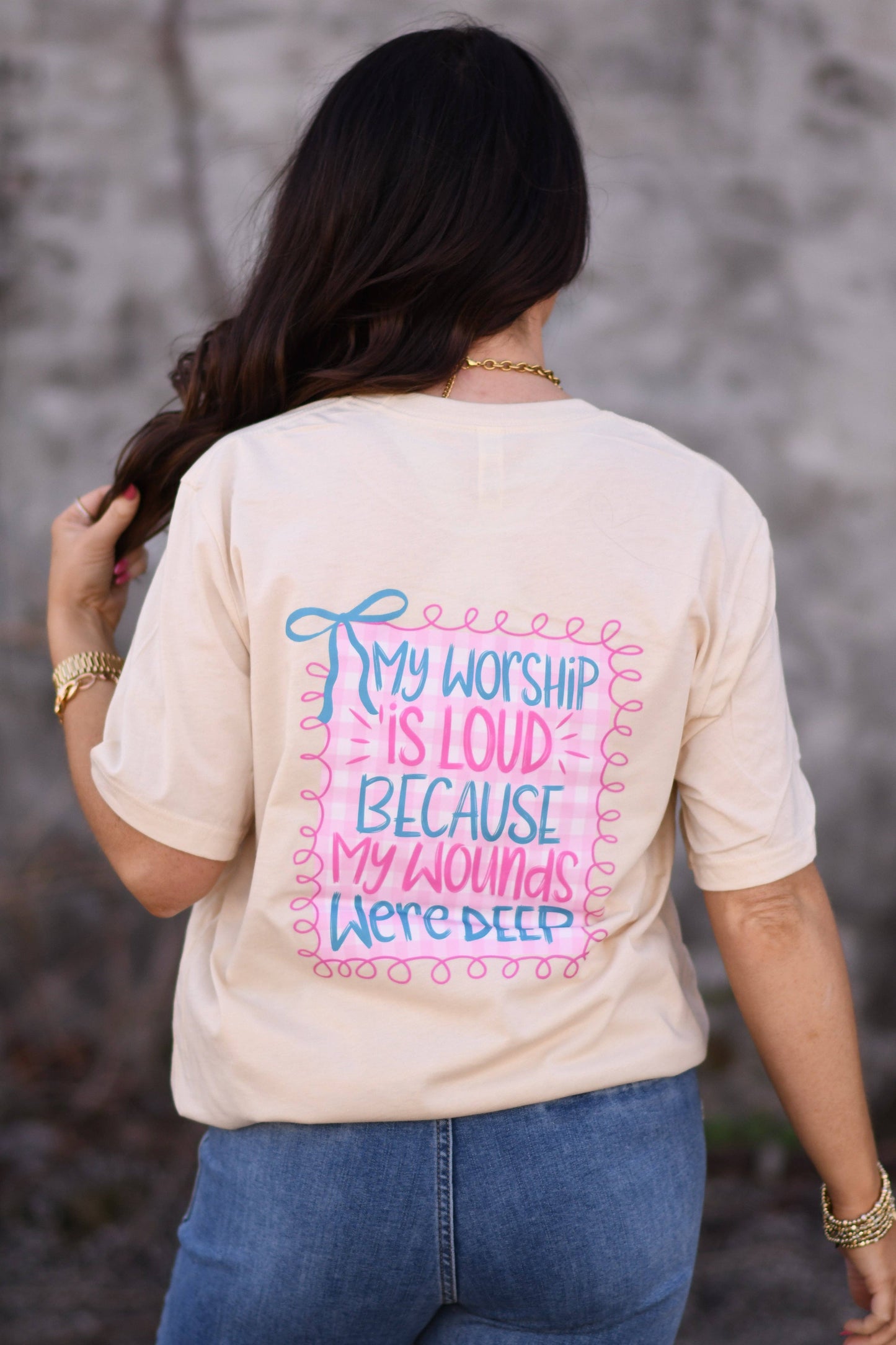 My Worship Is Loud Because My Wounds Were Deep Bow Tee Unisex T-shirt, Sweatshirt, Hoodie, Long Sleeve Tee - T-Shirt, Sweatshirt, Hoodie