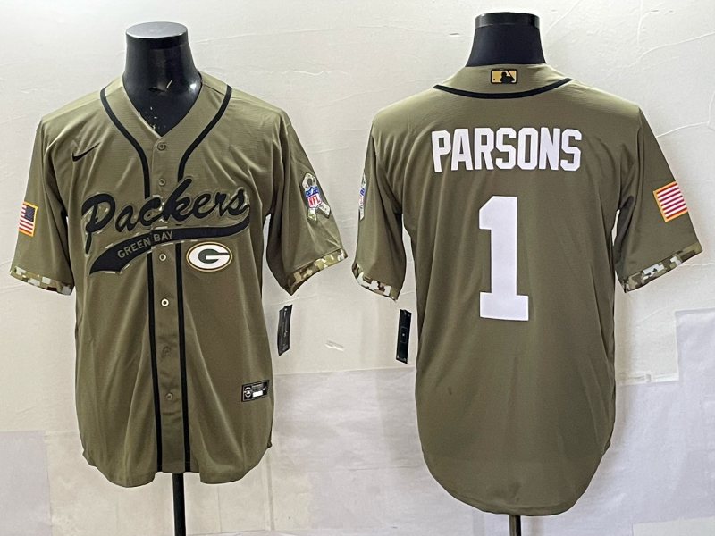Men's Green Bay Packers Micah Parsons #1 Olive 2022 Salute To Service Limited Jersey football jersey product view 1