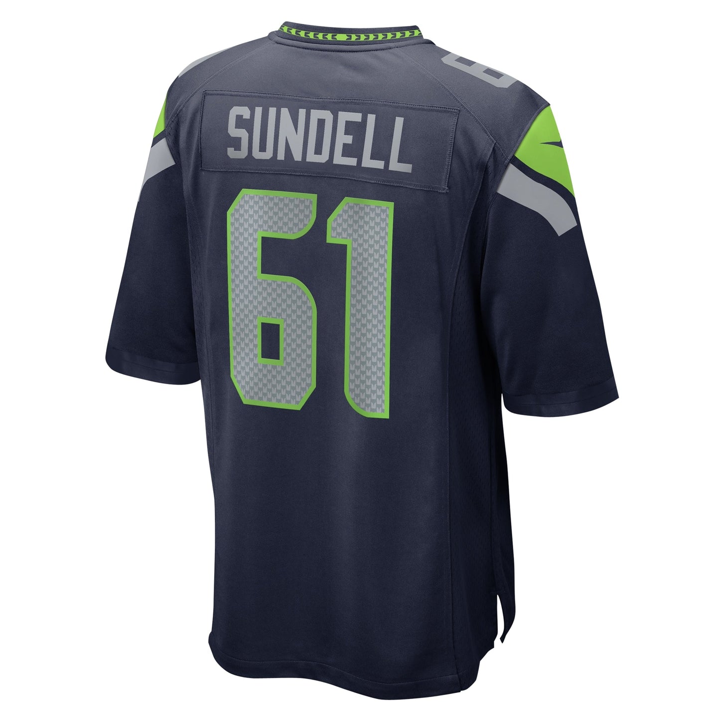 Jalen Sundell Seattle Seahawks Game Jersey - College Navy football jersey product view 3
