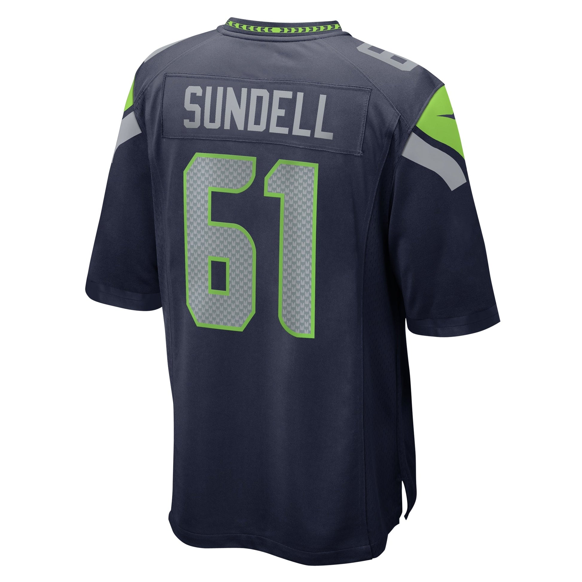 Jalen Sundell Seattle Seahawks Game Jersey - College Navy football jersey product view 3