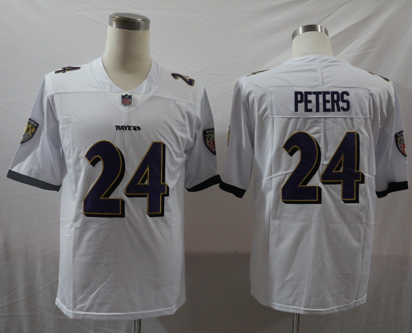 Men's Baltimore Ravens Marcus Peters White Game Jersey football jersey product view 1