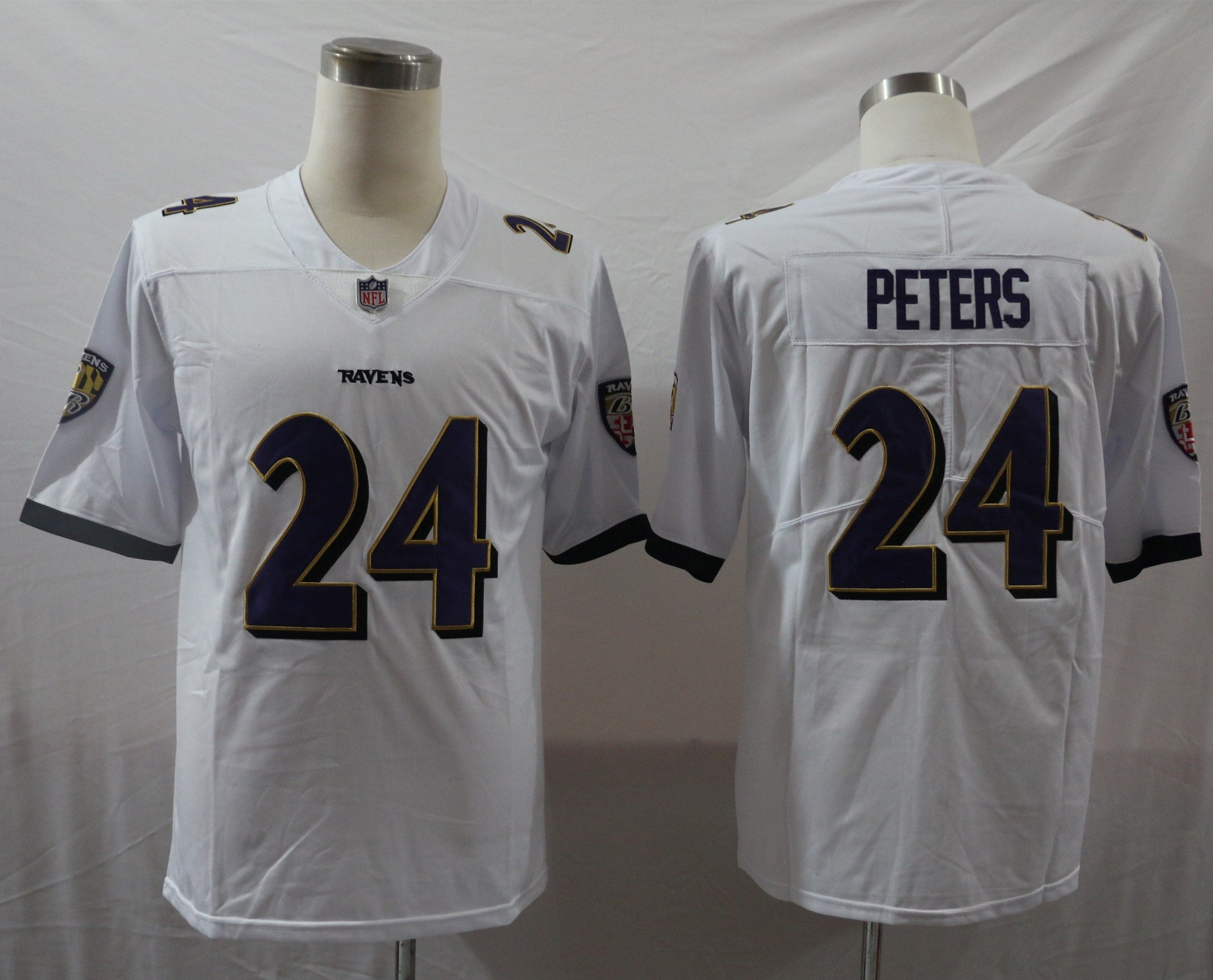 Men's Baltimore Ravens Marcus Peters White Game Jersey football jersey product view 1