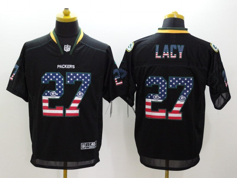 Men's Green Bay Packers Eddie Lacy #27 Black Game Jersey1 football jersey product view 1