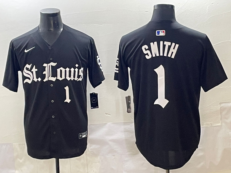 Men's St. Louis Cardinals Ozzie Smith #1 Black Replica Game Jersey baseball jersey product view 1
