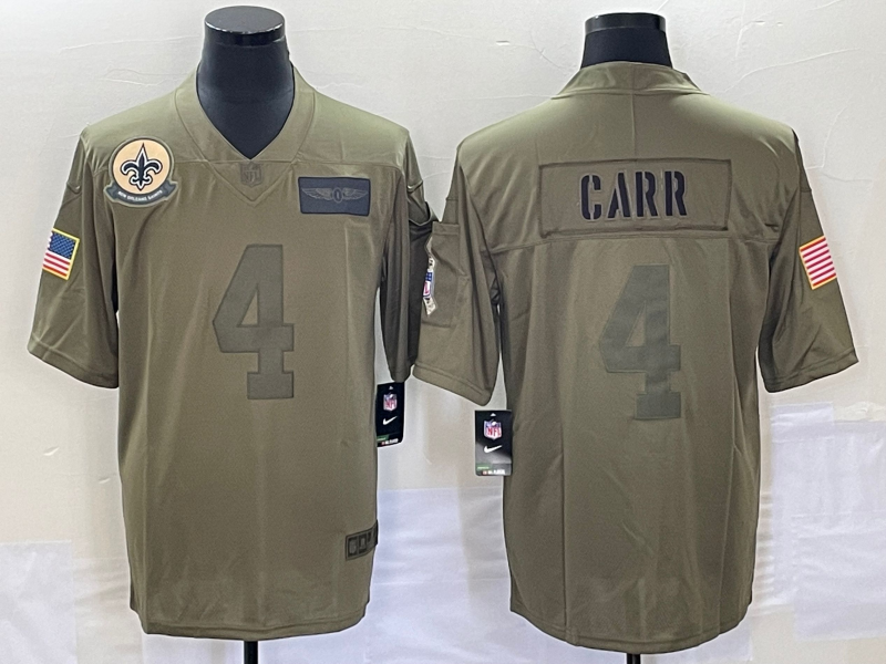 Men's New Orleans Saints Derek Carr #4 Brown Game Jersey1 football jersey product view 1