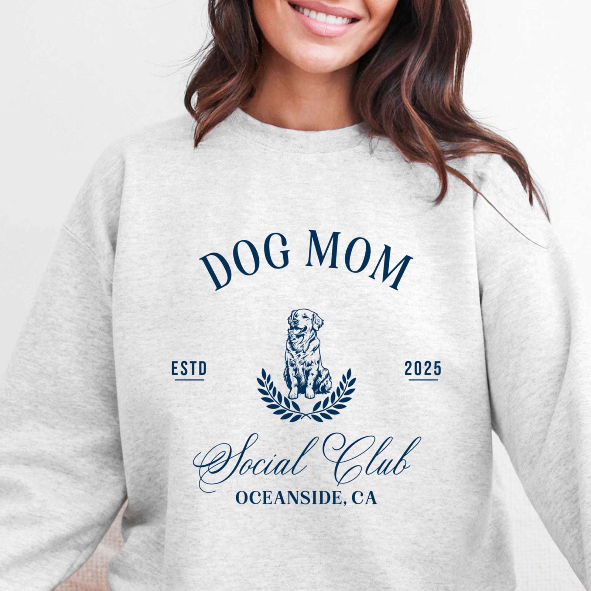 Custom Dog Mom Social Club Sweatshirt with Name & Location Unisex T-shirt, Sweatshirt, Hoodie, Long Sleeve Tee - T-Shirt, Sweatshirt, Hoodie