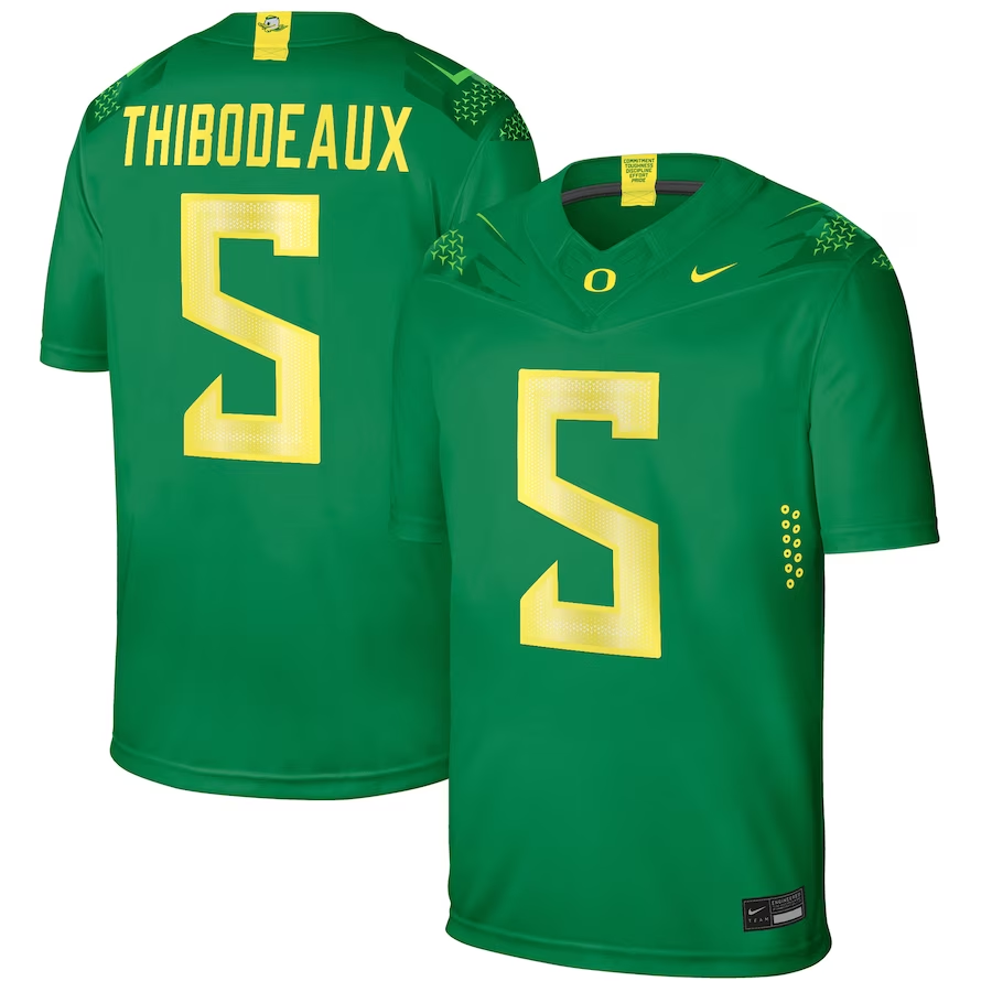 Men's Oregon Ducks Kayvon Thibodeaux #5 Green Player Game Jersey sports jersey product view 1
